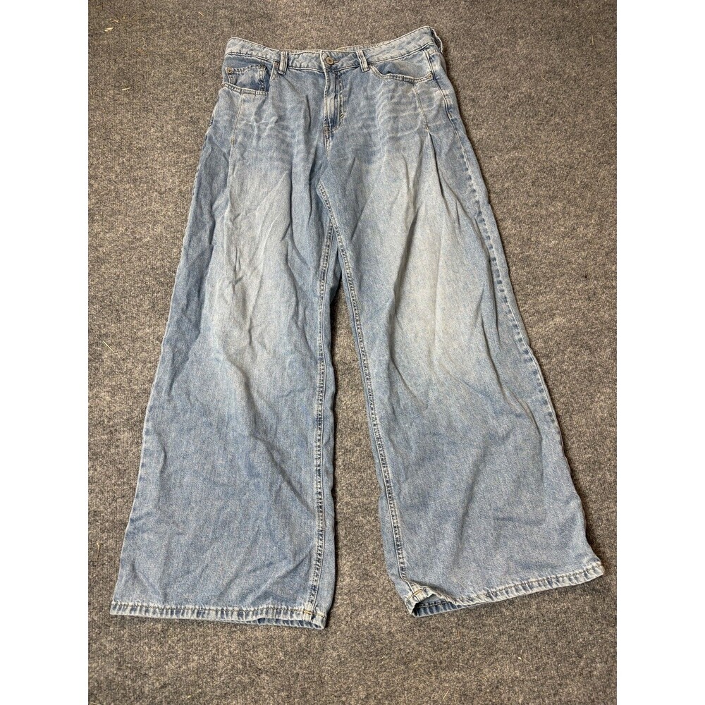 Lucky Brand Palazzo Jeans Womens 12 34x30 Blue Light Wash Wide Leg High Rise
